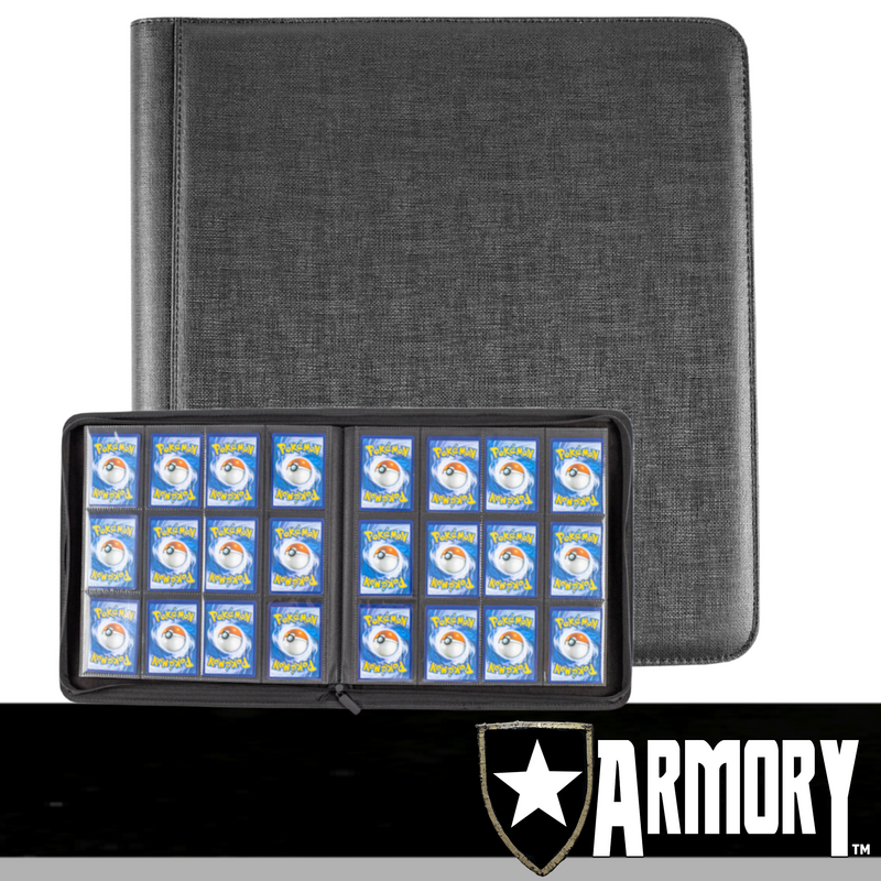 12 POCKET 480 CARD PREMIUM TRADING CARD BINDER WITH ZIPPER – ARMORY